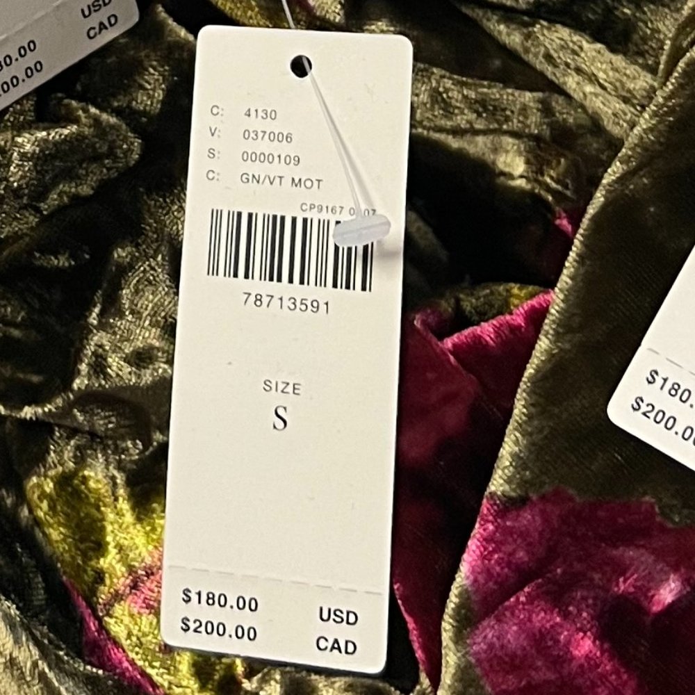 Anthropologie The Somerset Maxi Dress: Velvet Edition / GREEN MOTIF NWT - Picture 10 of 14